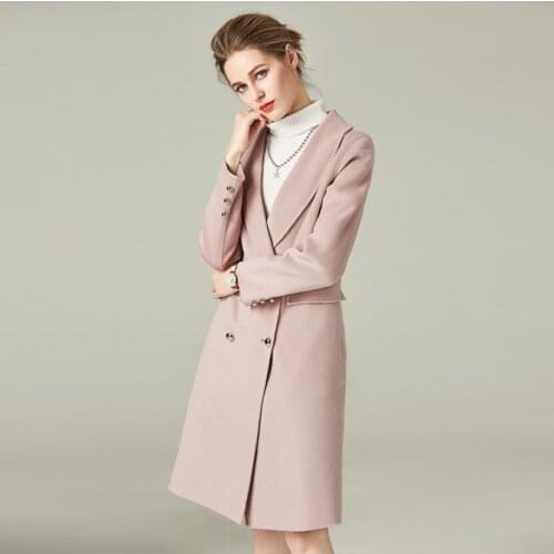 Women new style long slim woolen overcoat lady double-sided high-end water wave clothes female autumn and winter cashmere coat