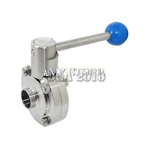 1-1/4" 32mm OD Sanitary Weld Type Full Port Butterfly Valve SS304 1000PSI WOG