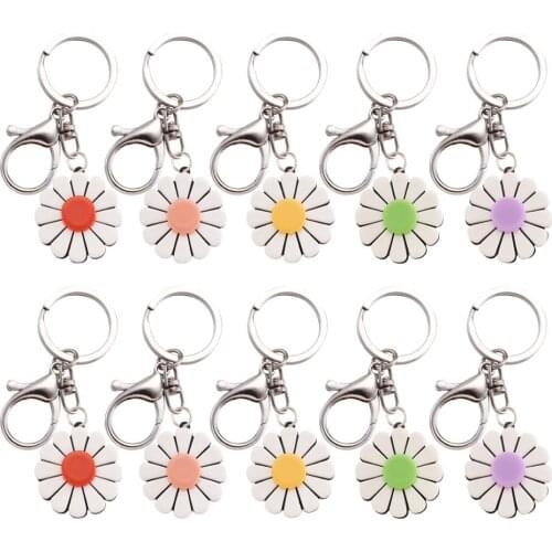 1Set Mix Color Flower Resin Pendants With Iron Jump Rings & Lobster Claw Clasps For DIY Keychain Making Findings Accessories