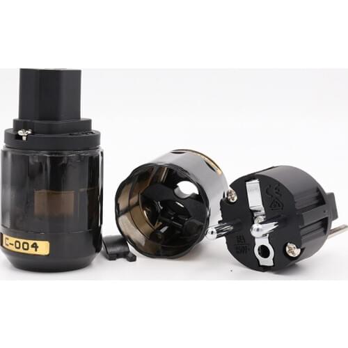 1pair Brand new P004E +C004 Rhodium plated EUR schuko AC power plug C004 IEC power connector