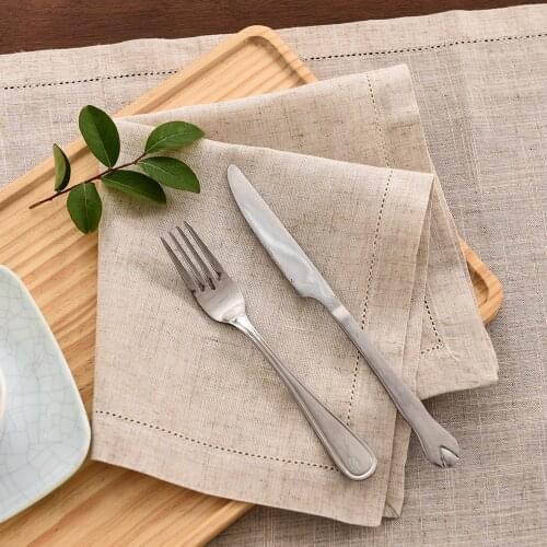 12pcs Set Napkins Linen Dinner Custom Home Table Cloth Napkins 4 Size Gray Linen White Gotton Napkins For Party Wedding