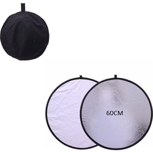 2 in 1 60cm 24'' white and silver portable collapsible light round photography reflector for studio photographic accessories