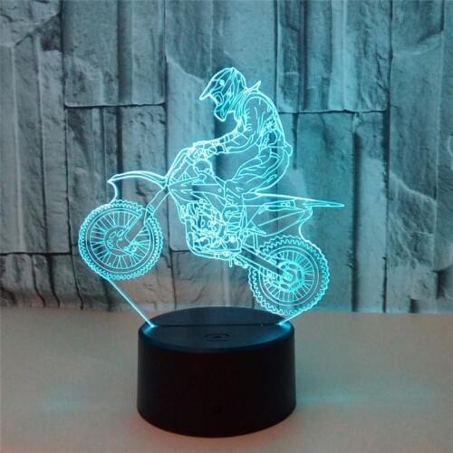 3D Lamp LED Night Light Motorcycle Rider Action Figure 7 Colors TouchTable Decoration Light Optical Illusion