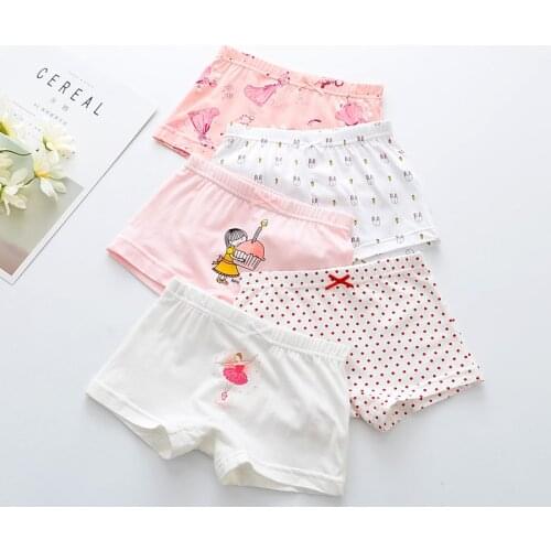 5Pcs/lot Girls Cotton Boxer Briefs Girl Dance Panties Girls Boxer Shorts Childrens Panties Kids Underwear For 2-14 Years GU204