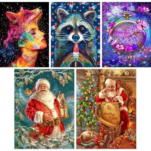 5D DIY Diamond Painting Santa Rhinestone Art Cartoon Animal Embroidery Cross Stitch Full Round Diamond Home Decor Handmade Gift