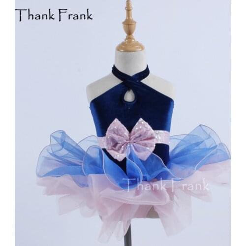 Thank Frank Velvet Neck Ballet Tutu Dress Girls Adult Big Bow Dance Costume C374
