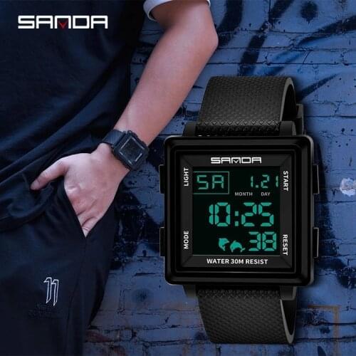 Mens Watch NEW SANDA Luxury Brand Mens Sports Watches Dive Digital LED Military Watch Men Fashion Electronic Wristwatches