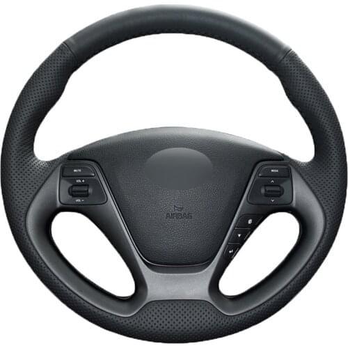 Black PU Faux Leather Hand-stitched Car Steering Wheel Cover for Kia K3 2013-2018 Ceed Cee'd Cerato Forte Koup Forte5 2014