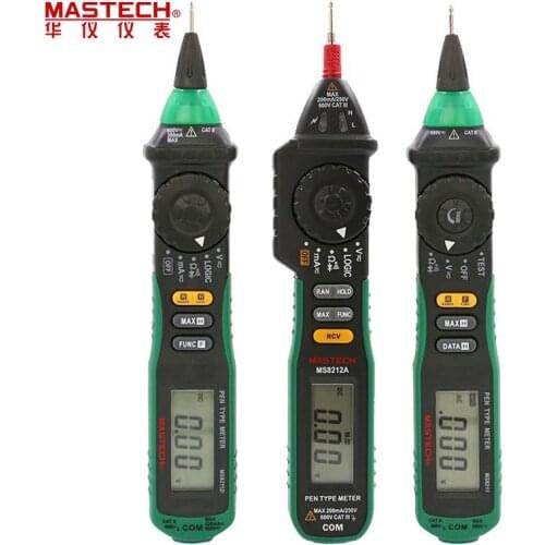 MASTECH MS8211D Pen Type Digital Auto Range ACV DCV ACA DCA Multimeter, Logic level test Resistance Continuity Diode