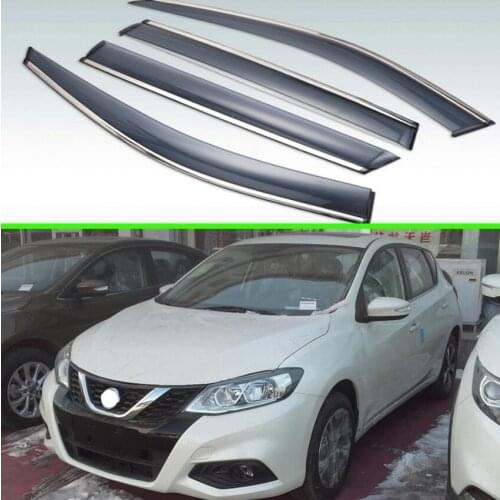 For Nissan Tiida Pulsar 2016 2017 2018 2019 Plastic Exterior Visor Vent Shades Window Sun Rain Guard Deflector 4pcs