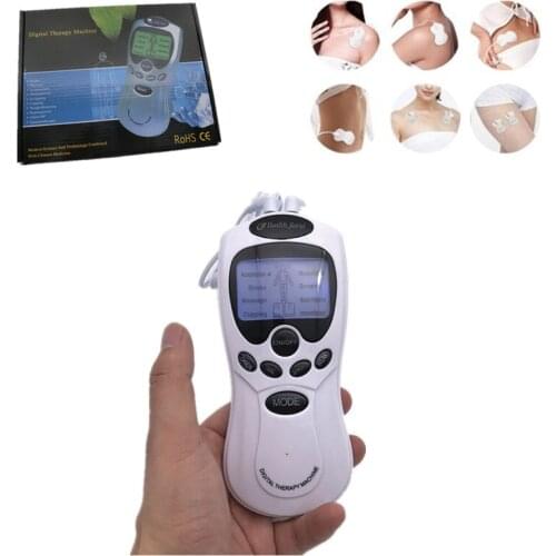 Dual Channels Electric Therapy Massage Body Electro Pulse Relax Muscle Stretching Stimulator Tools + 8pcs Snap Electrode Pads