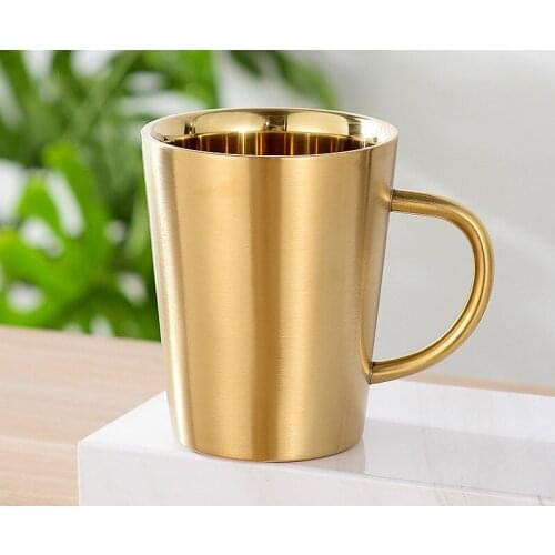 304 Stainless Steel Double Layer Coffee Cup Creative Water Cup Heat Insulation and Anti-ironing Household Goods Beer Cup