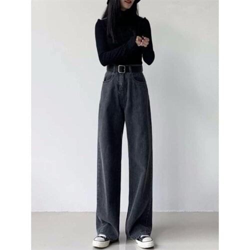 GOOHOJIO Woman Jeans High Waist Clothes Wide Leg Denim Clothing Blue Streetwear Vintage Quality Fashion Harajuku Straight Pants