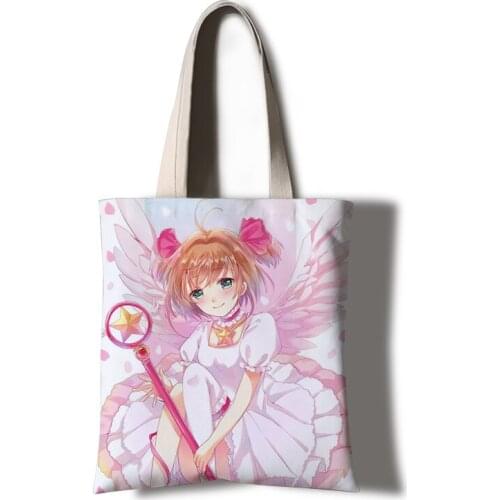 Card Captor Sakura Canvas Women Messenger Bags Cardcaptor Sakura Big Satchel Shoulder Bags Female Travel Handbag