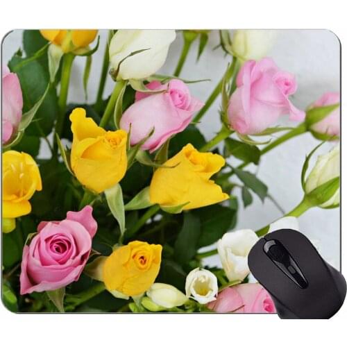 Gaming Mouse Mat,Earth spring rose flower -Stitched Edges