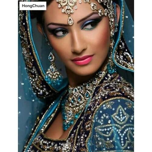 Indian Woman 5D DIY Diamond Embroidered Square/Round Diamond Painting Cross Stitch Rhinestone Mosaic Home Decoration Gift