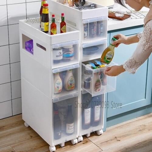 Kitchen Multi-storey Storage Cabinet Plastic Drawer Type Toilet Crevice Storage Rack Crevice Storage Cabinet Snack Cabinet