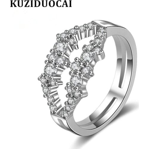 Kuziduocai New Fashion Jewelry Zircon Stainless Steel Lip Shape Wedding Bride Party Rings For Women Girls Anillos Mujer R-777