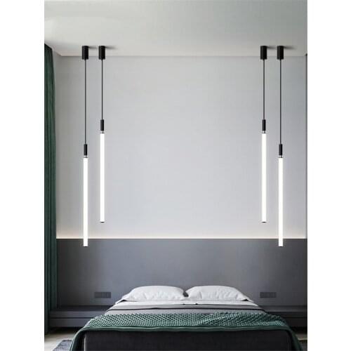 Nordic long lightsaber chandeliers lights living room bedroom bedside lamp white Acrylic lights LED hanging aisle lamps lighting