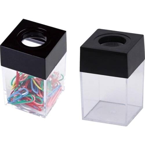 Magnetic Paper Clip Storage Case Creative Paper Clip Holder Office Desktop Paper Clip Dispenser (Black)
