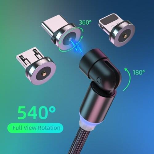 540 Rotate Magnetic Cable Fast Charging Micro USB Type C Magnet Charger Cable For iPhone 11 Samsung Mobile Phone USBC Wire Cord