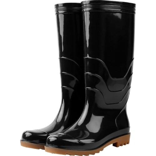 Autumn Knee High Shoes Black Fashion Fall Tall Slip on Designer Comfortable Waterproof 2021 Mens Rubber Rain Boots Plus Size 44