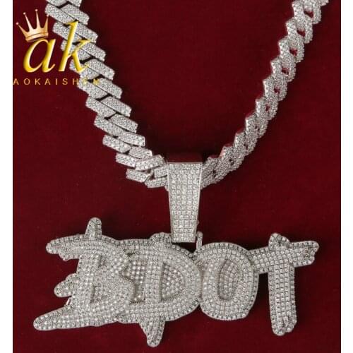 Custom Name Pendant Mens Soild Back Charms Hip Hop Street Jewelry