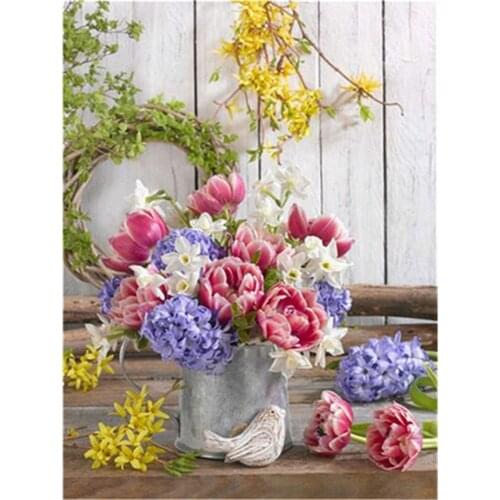 Flower For Adults DIY Cross Stitch Embroidery 11CT Kits Craft Needlework Set Printed Canvas Cotton Thread Home Design