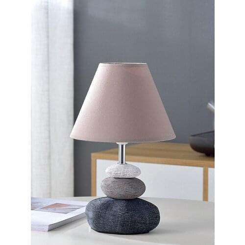 Table lamp pebble ceramic modern simple creativity Nordic personality bedroom decoration household warm light bedside lamp