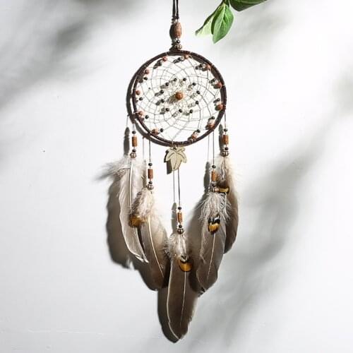 New brown 1 rings Large pine stone beads dream net catcher Home crafts wall decoration Car hanging Home handmade ornament