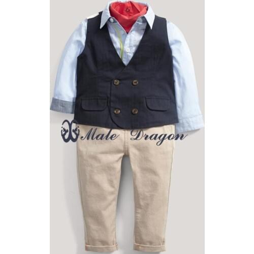 Boys clothes 6 years kids clothes in bulk baby suit wedding boy formal wear clothes vest sets gentleman clothing set piece