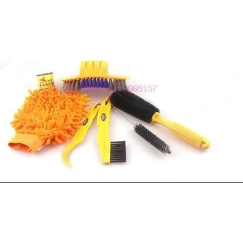 By DHL 20set 6Pcs/set Bicycle Chain Cleaner Cycling Tire Brush Cleaning Tool Gloves Freewheel Hook for Mountain Road