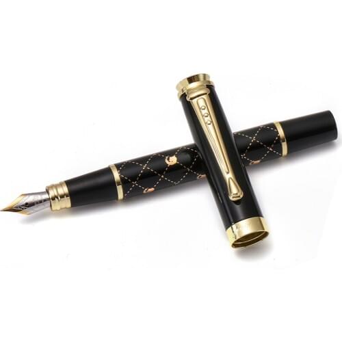 Luxury Fountain Pen Classic Pattern White Grid Gold Smooth Fine Nib Jinhao 500 Office signature School Students supplies H6489