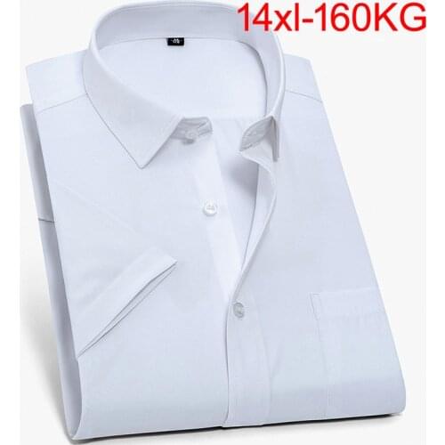 Short Sleeve Men Shirt large Size 12XL 13XL 14XL Solid Blue White Pink Black big Size 3XL 4XL 5XL 6XL Mens Dress Shirts