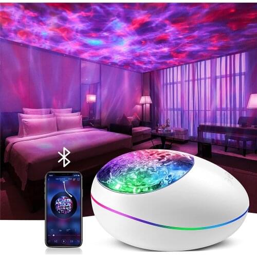 Lucky Stone Star Projector Ocean Wave Night Light Lamp Bluetooth Music Player Remote Control Colorful Led Projection Nightlight