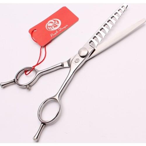 6" 17cm Purple Dragon 10 Teeth 440C Z2006 Titanium Thinning Shears Razor Blade Professional Hairdressing Scissors Hair Scissors