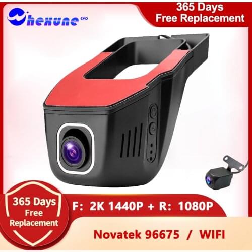 WHEXUNE Hidden Car Dvr Dash cam Wifi Front and Rear Camera 2 lens FHD 1080P loop record APP control record the driving process