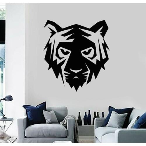 Geometric Tiger Vinyl Wall Decal Living Room Home Decor Predator Eye Head Animal Wall Stickers Nursery Kids Room Bedroom C982