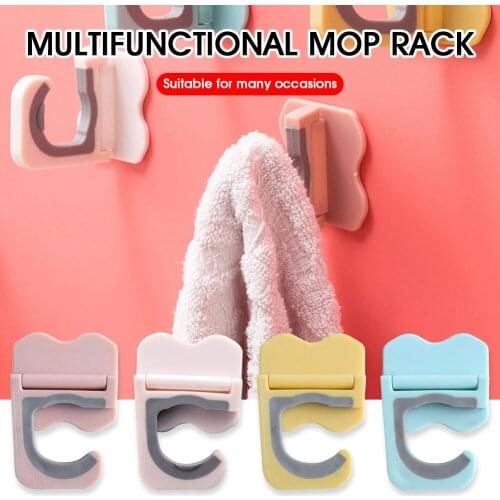 180 ° Rotatable Wall Mounted Mop Holder Hooks Broom Mop Organizer For Bathroom Kitchen Toilet Brush Mops Clip Rack Kitchen Tools