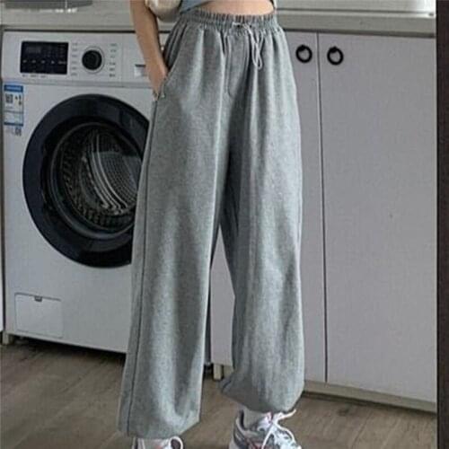 Woman Pants Streetwear Korean Style Loose Joggers Women Sweatpants Grey High Waist Comfort Simple Basic Casual Fashion Trousers