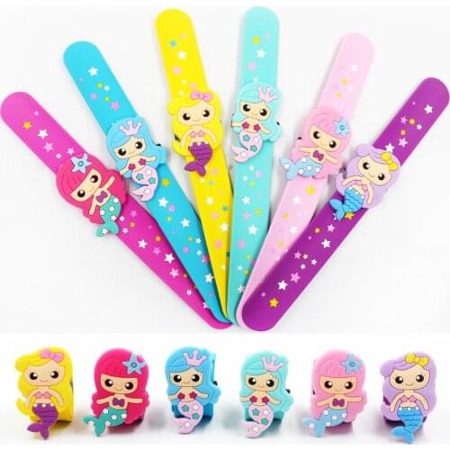 2Pcs Mermaid Patting Circle Wristband Bracelet For Kids Festival Party Wedding Decoration Kids Favors Baby Shower Decor Supplies