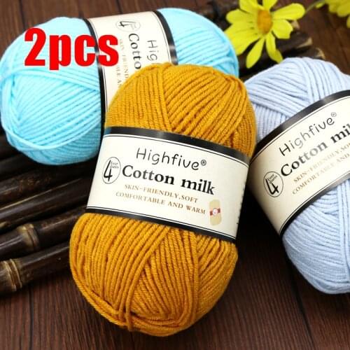 2PCS Milk Cotton Wool For Knitting Baby Crochet Yarn Weave Thread Handmade Needlework Carpet Soft Warm Line 50g/Ball