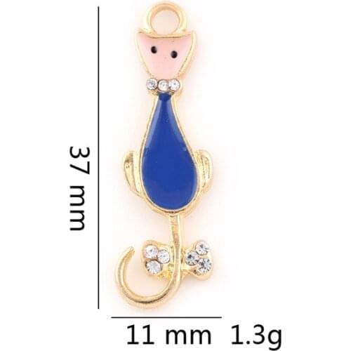 20PCS Enamel Cat Shape Women Necklace Pendant Gold Color Alloy Fashion Jewelry Accessories