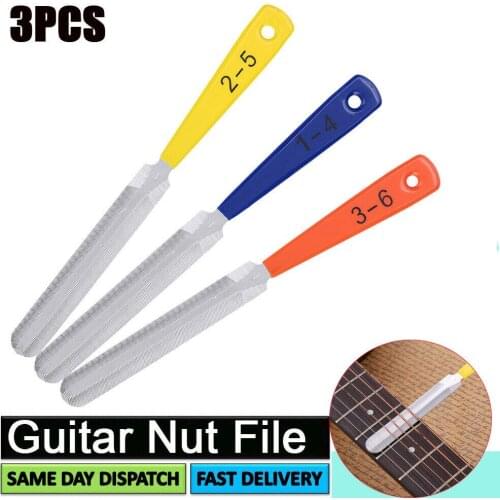 3pcs/Set Guitar Nut Files Fret Crowning Slot Filing Luthier Repair Tool Kit For Stringed Instruments Guitar Accessory Guitar Par
