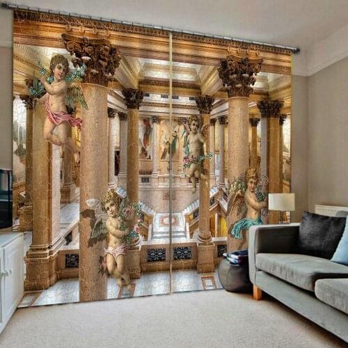 European angel customized photo 3d curtains modern ready made printing For Living room blackout Bedroom Drapes