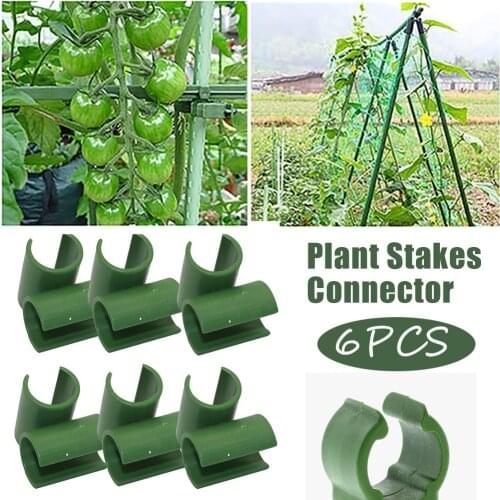 6Pcs/Lot ​Plant Stakes Connectors Adjustable Durable Plastic Greenhouse Bracket Fixed Clamp Gardening Pillar Support Accessori