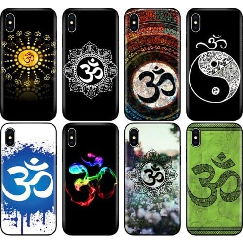 Black tpu case for iphone 5 5s SE 2020 6 6s 7 8 plus X 10 XR XS 11 pro MAX silicon cover case Aum Om Yoga