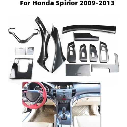 For Honda Spirior 2009 2010 2012 2013 Car Accessories Carbon Fiber Pattern ABS Windows Control Gear Panel Outlet Stickers