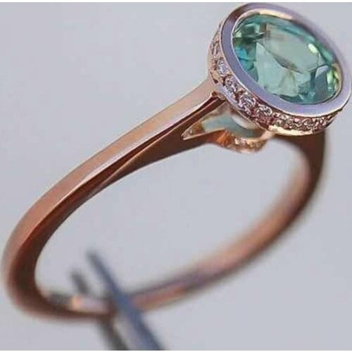 Elegant Rose Gold Plated Wedding Ring Charming Green Zircon Crystal Party Ring Bridal Engagement Ring Xmas Gifts Fine Jewelry