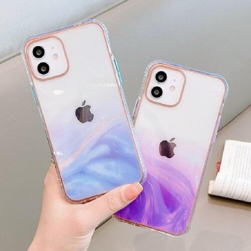 Colorful Marble Transparent Phone Case For iPhone 11 12 Pro X XR XS Max Shockproof Soft Bumper Clear Cover On SE2 7 8 Plus Shell